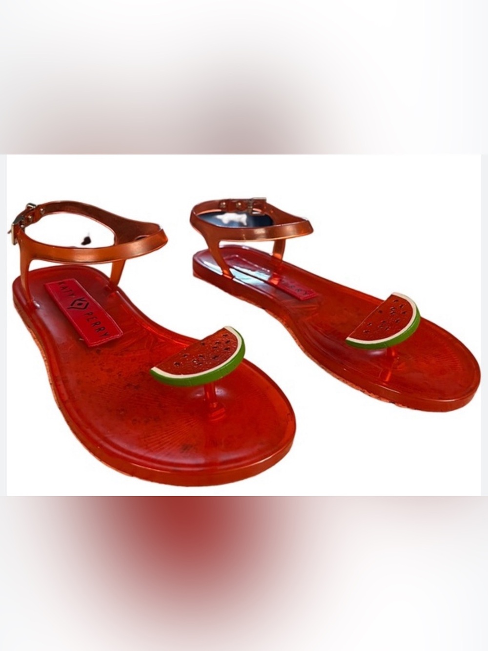 Katy Perry Collections Red Jelly Sandals with Watermelon Charm